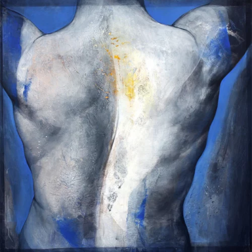 peinture contemporaine bleue acrylique sur toile d etienne gros
